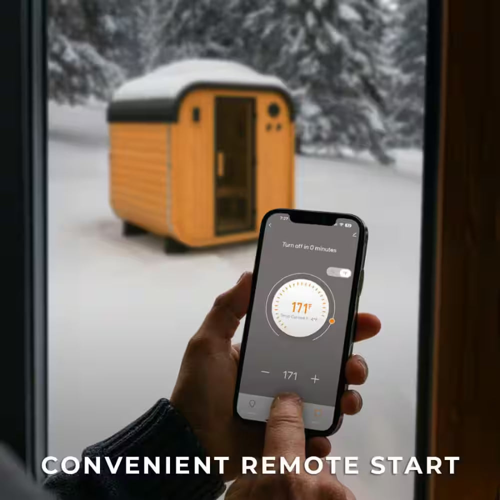 Lennon 6-Person Outdoor Cedar Traditional Wet/Dry Cube Sauna with 9Kw Electric Heater, Wi-Fi Control, LED Lights