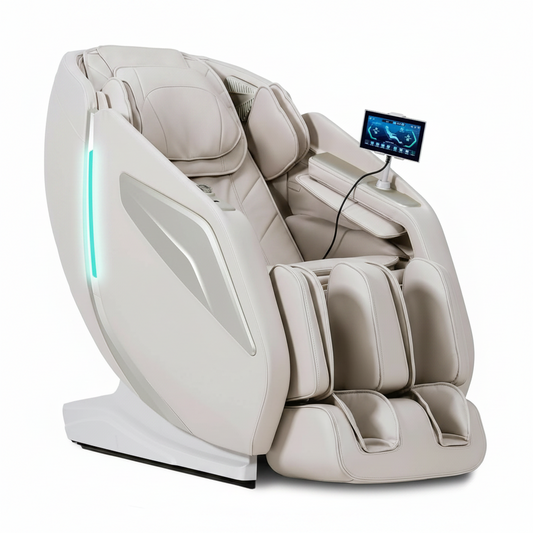 4D Massage Chair Full Body Zero Gravity Heated Recliner with Body Scan, 55" Sl-Track & Stretch, 40 Airbags - Shiatsu, Knead, Foot Rollers, Voice & APP Control, 15 Auto Modes & 9 Techniques (Beige)