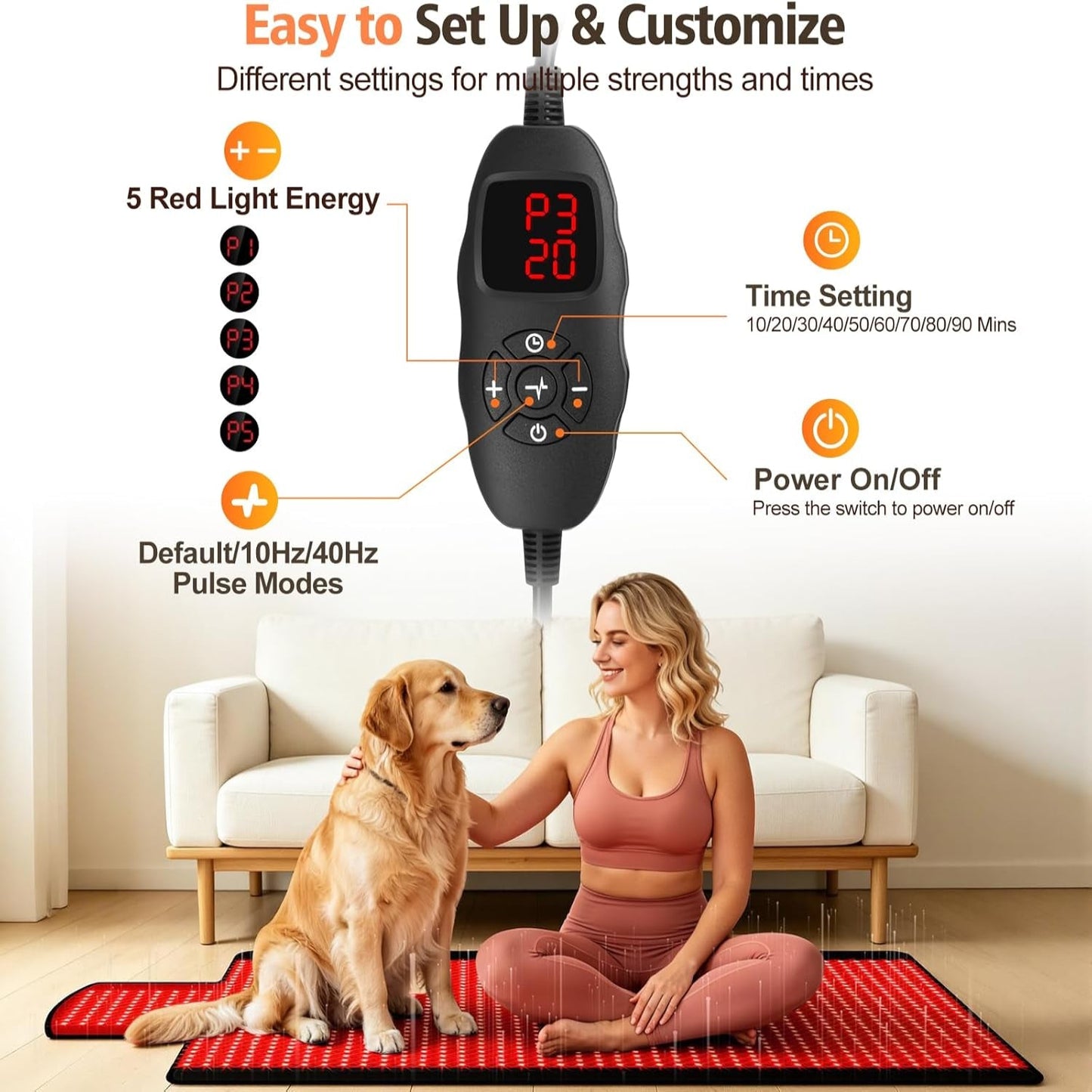Red Light Therapy Mat for Full Body, 76.8'' X 33.4'' Red Light Therapy Blanket, 1370 (660Nm & 850Nm) Leds for Home Use, 3 Modes & Adjustable Timer, Premium Leather