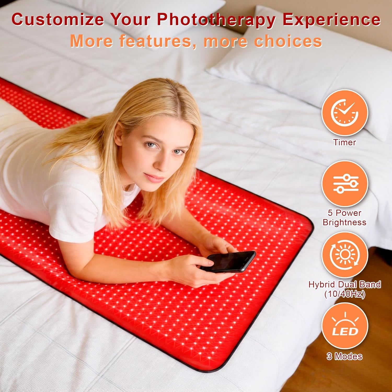 Fully Body Red Light Therapy Mat, 76.8"X33.4" Large Size Red Light Therapy for Body Dual Wavelength 660Nm & 850Nm Red Light Blanket with Remote Timer, Perfect for Mom Dad Elderly Lover Friends Family