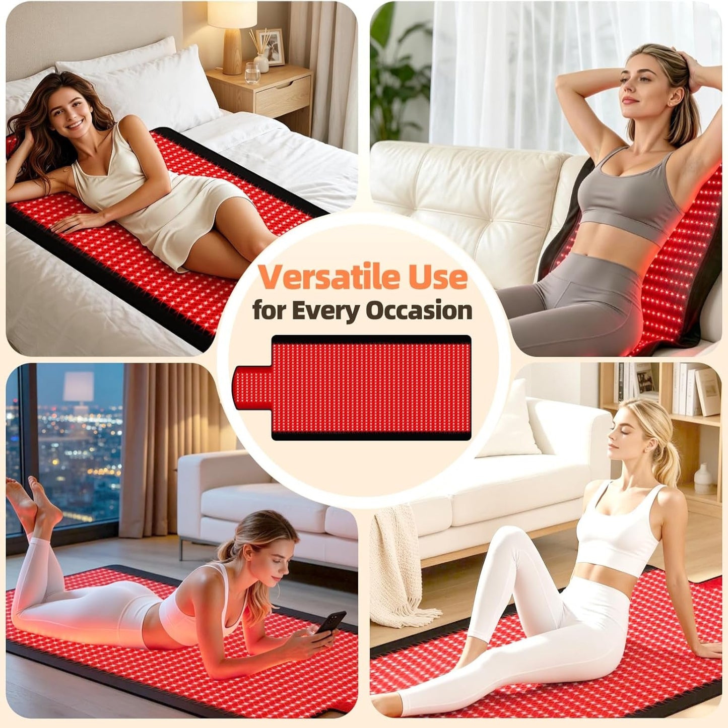 Red Light Therapy Mat for Full Body, 76.8'' X 33.4'' Red Light Therapy Blanket, 1370 (660Nm & 850Nm) Leds for Home Use, 3 Modes & Adjustable Timer, Premium Leather