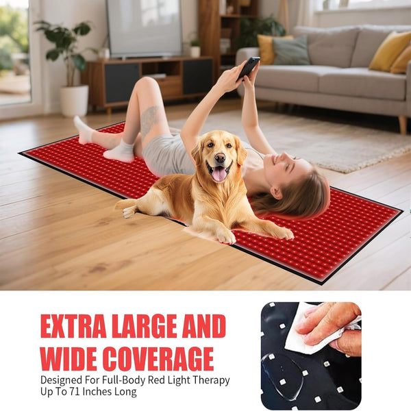 Red Light Therapy Mat for Body Pain Relief,Red Light Therapy Blanket 1280 Leds Red near Infrared 660Nm 850Nm Full Body Pad, 71"X 31" Large Red Light Therapy Pad