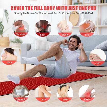 Red Light Therapy Mat for Body Pain Relief,Red Light Therapy Blanket 1280 Leds Red near Infrared 660Nm 850Nm Full Body Pad, 71"X 31" Large Red Light Therapy Pad