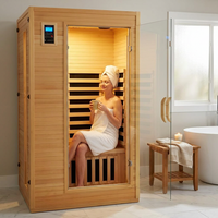 2024 Upgrade 1 to 2 Person Infrared Sauna, Low EMF Infrared Sauna for Home, Indoor Sauna Room, Hemlock Wooden Far Infrared Sauna, Dry Sauna with Bluetooth Speakers, LED Reading and Chromotherapy Lamp — Lifestyle