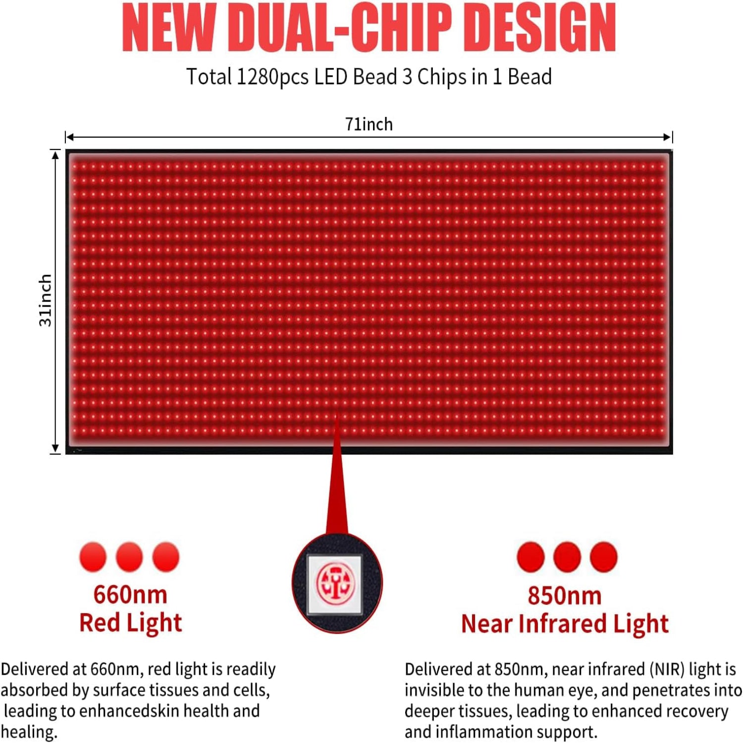 Red Light Therapy Mat for Body Pain Relief,Red Light Therapy Blanket 1280 Leds Red near Infrared 660Nm 850Nm Full Body Pad, 71"X 31" Large Red Light Therapy Pad