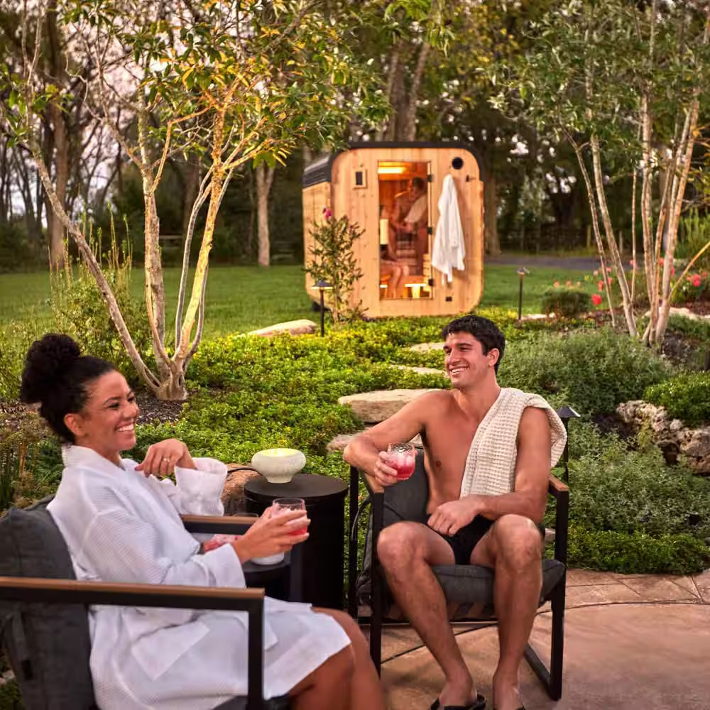Lennon 6-Person Outdoor Cedar Traditional Wet/Dry Cube Sauna with 9Kw Electric Heater, Wi-Fi Control, LED Lights