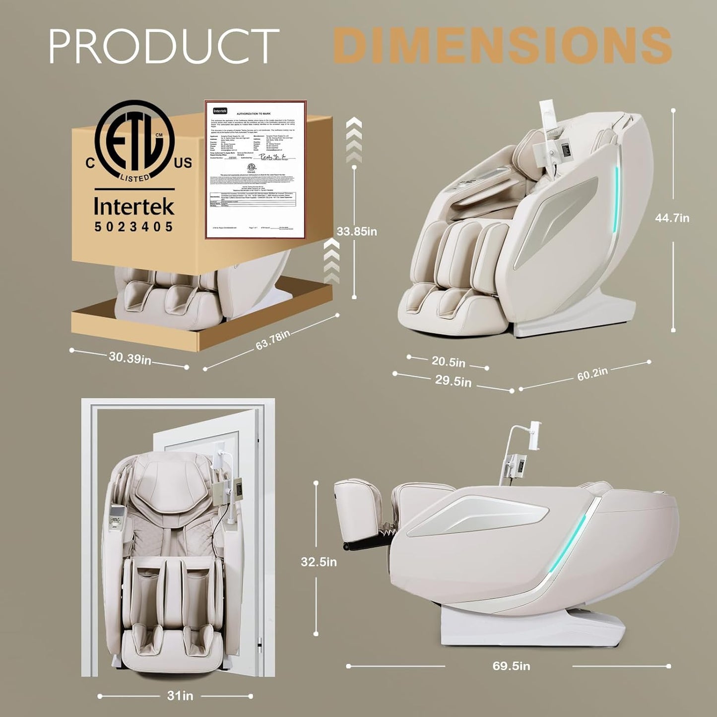 4D Massage Chair Full Body Zero Gravity Heated Recliner with Body Scan, 55" Sl-Track & Stretch, 40 Airbags - Shiatsu, Knead, Foot Rollers, Voice & APP Control, 15 Auto Modes & 9 Techniques (Beige)