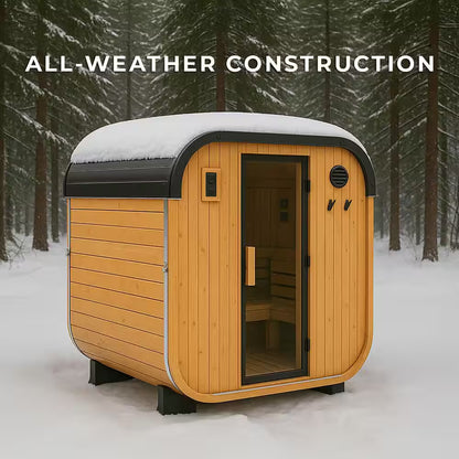 Lennon 6-Person Outdoor Cedar Traditional Wet/Dry Cube Sauna with 9Kw Electric Heater, Wi-Fi Control, LED Lights