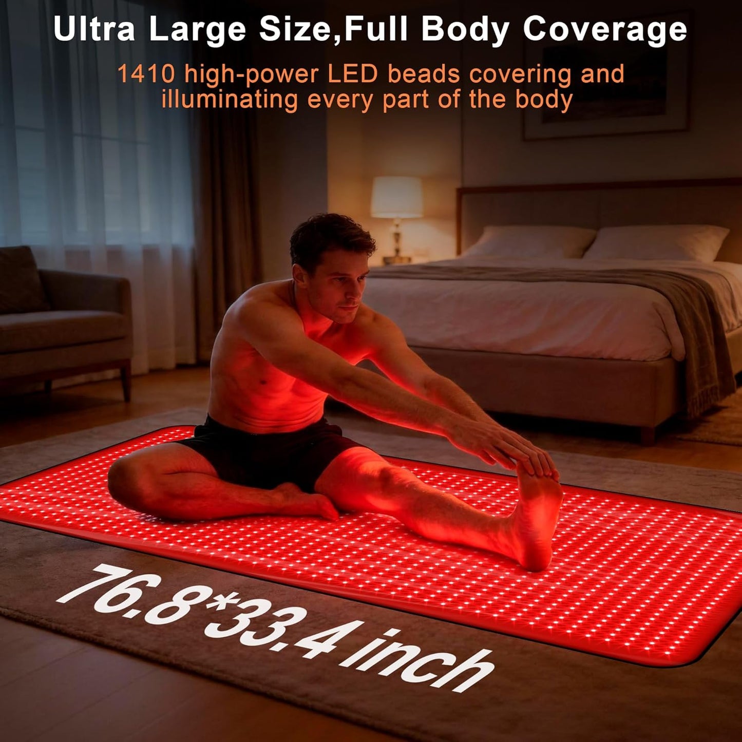 Fully Body Red Light Therapy Mat, 76.8"X33.4" Large Size Red Light Therapy for Body Dual Wavelength 660Nm & 850Nm Red Light Blanket with Remote Timer, Perfect for Mom Dad Elderly Lover Friends Family