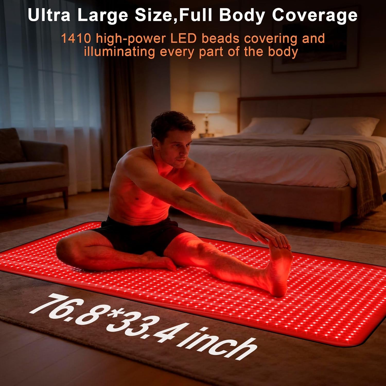 Fully Body Red Light Therapy Mat, 76.8"X33.4" Large Size Red Light Therapy for Body Dual Wavelength 660Nm & 850Nm Red Light Blanket with Remote Timer, Perfect for Mom Dad Elderly Lover Friends Family